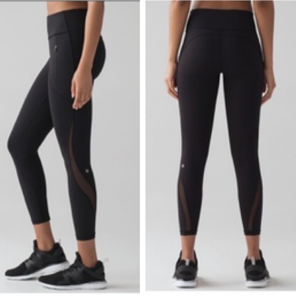 Lululemon Invigorate 7/8 Tight Leggings High Waist Pants Zipper Pockets Mesh